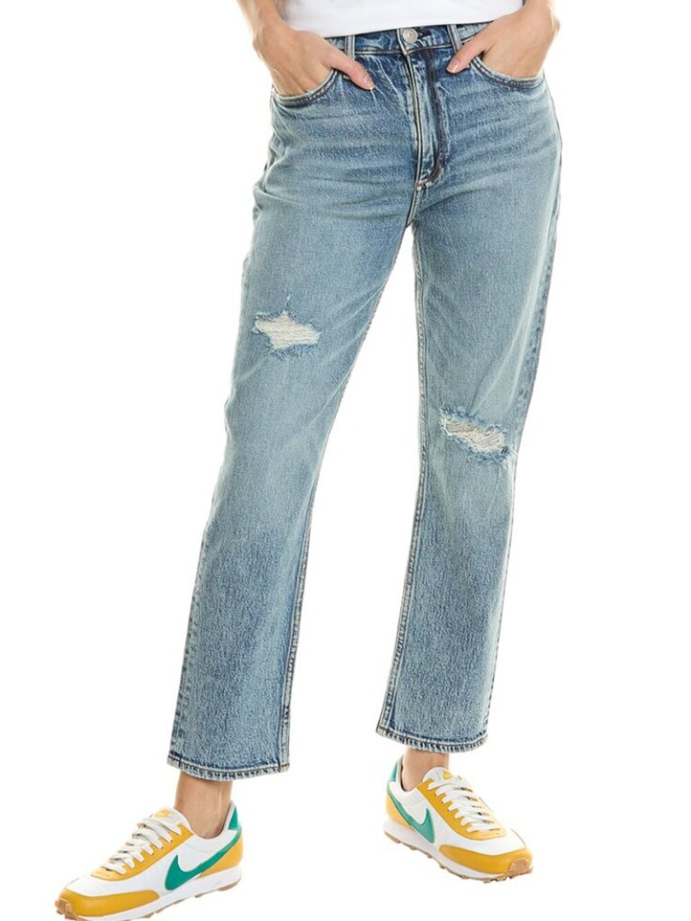 Rag & Bone High Waist Slim Straight Wren Ankle Jeans Medium Wash Everly 24